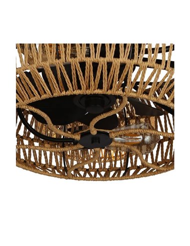 Ventilador de teto natural com luz GREIP em corda de fibra natural 4xE27