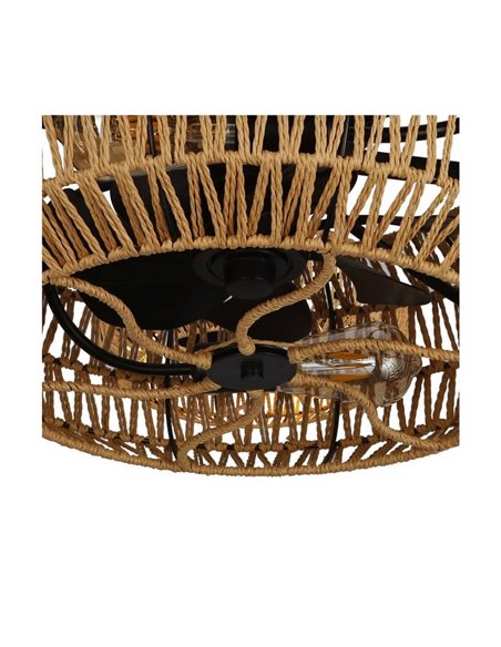 Ventilador de teto natural com luz GREIP em corda de fibra natural 4xE27