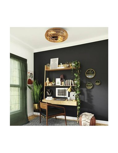 Ventilador de teto natural com luz GREIP em corda de fibra natural 4xE27