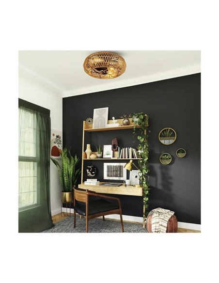 Ventilador de teto natural com luz GREIP em corda de fibra natural 4xE27