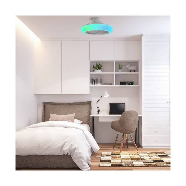 Alto-falante com ventilador de teto LED Iris DC 25W 2200Lm CCT RGB Dim