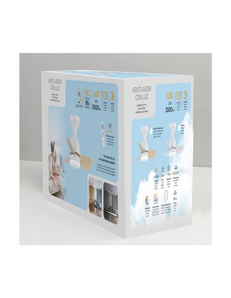 Petit Ventilateur de Plafond LED JULIE Blanc 20W 2000Lm 3 CTT Dimmable