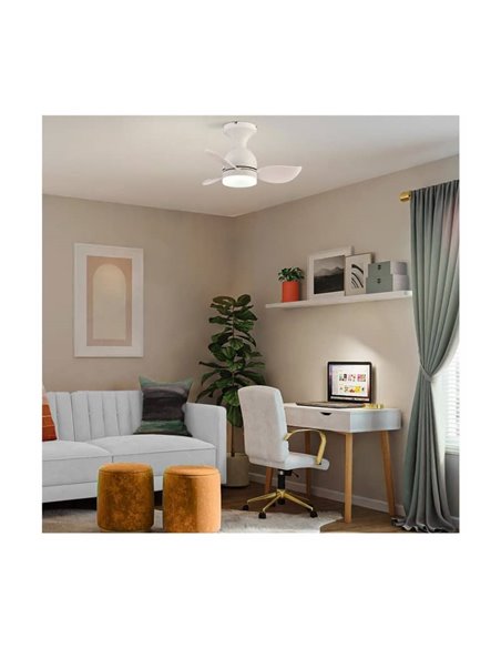 Petit Ventilateur de Plafond LED JULIE Blanc 20W 2000Lm 3 CTT Dimmable