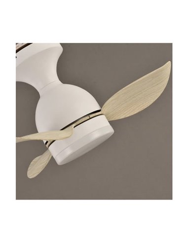 Ventilador de Techo LED pequeño JULIE Blanco+Madera 20W 2000Lm 3CTT Dimmable