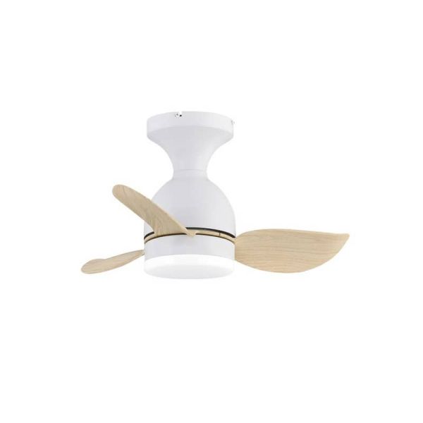 Ventilador de Techo LED pequeño JULIE Blanco+Madera 20W 2000Lm 3CTT Dimmable