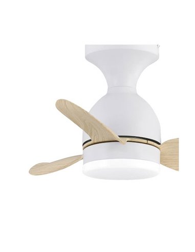 Ventilador de Techo LED pequeño JULIE Blanco+Madera 20W 2000Lm 3CTT Dimmable
