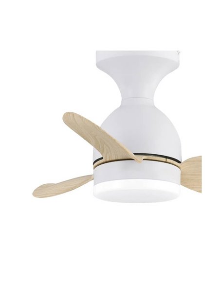 JULIE Petit Ventilateur de Plafond LED Blanc+Bois 20W 2000Lm 3CTT Dimmable
