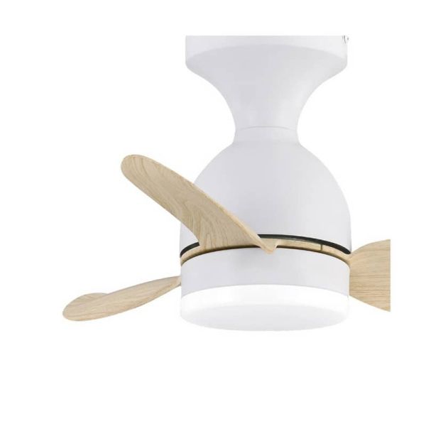 Ventilador de Techo LED pequeño JULIE Blanco+Madera 20W 2000Lm 3CTT Dimmable