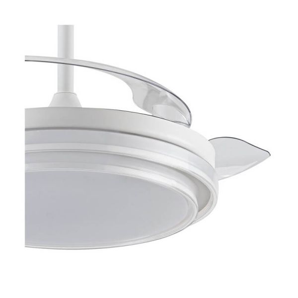 Ventilador de teto LANDER LED branco com lâminas retráteis 72W 7920Lm CCT com controle remoto