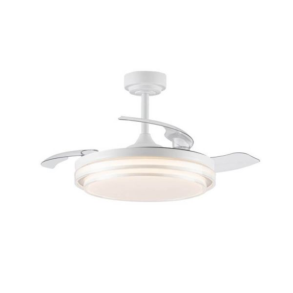 Ventilador de teto LANDER LED branco com lâminas retráteis 72W 7920Lm CCT com controle remoto