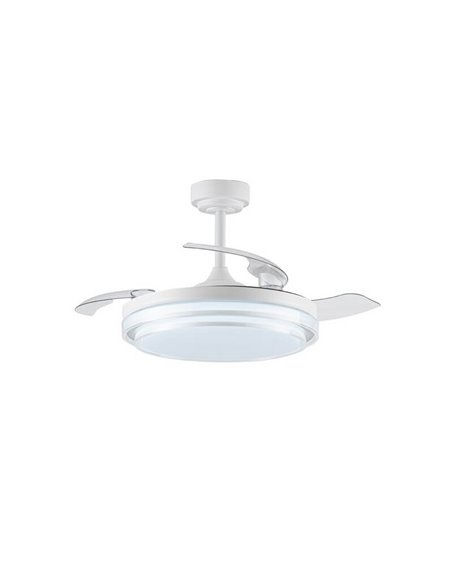 Ventilador de Techo LED aspas retráctiles LANDER Blanco 72W 7920Lm CCT con mando a distancia