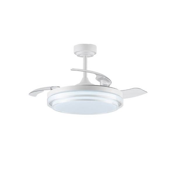 Ventilador de Techo LED aspas retráctiles LANDER Blanco 72W 7920Lm CCT con mando a distancia