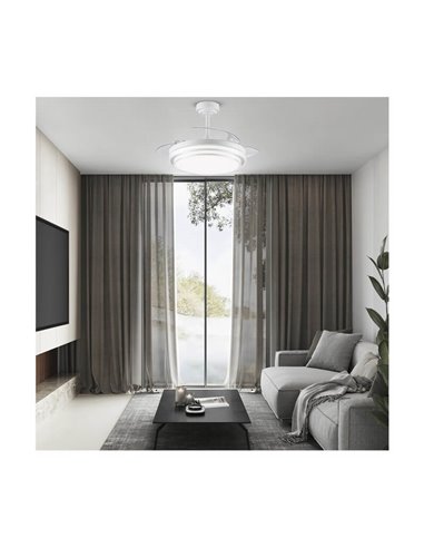 Ventilador de Techo LED aspas retráctiles LANDER Blanco 72W 7920Lm CCT con mando a distancia