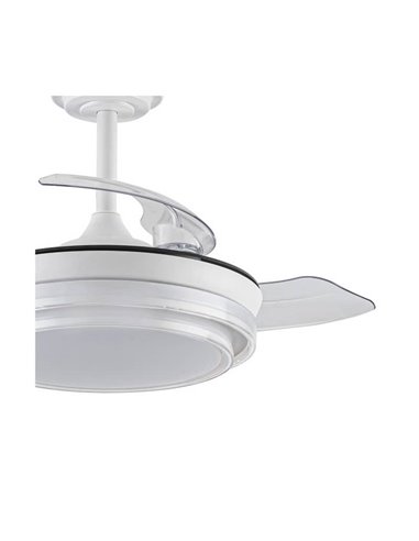 Ventilateur de Plafond LED Pales Rétractables LANDER Mini Blanc 46W 5520 Lm CCT