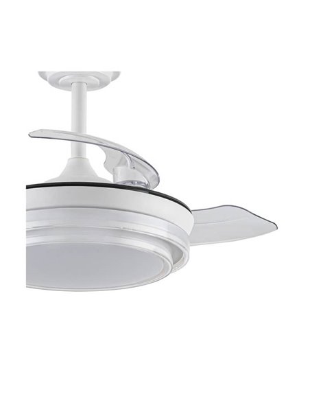 Ventilateur de Plafond LED Pales Rétractables LANDER Mini Blanc 46W 5520 Lm CCT