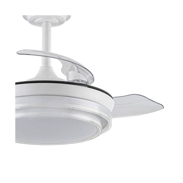 Ventilateur de Plafond LED Pales Rétractables LANDER Mini Blanc 46W 5520 Lm CCT