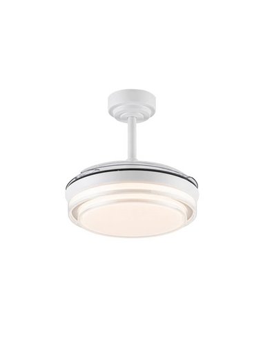 Ventilateur de Plafond LED Pales Rétractables LANDER Mini Blanc 46W 5520 Lm CCT