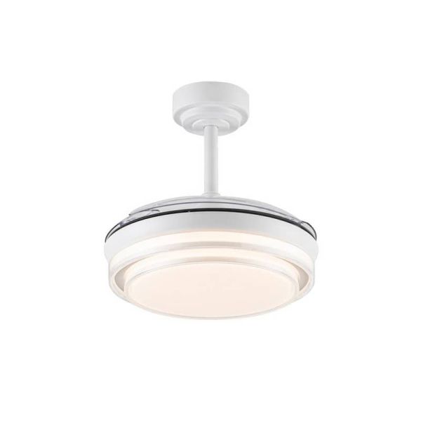 Ventilateur de Plafond LED Pales Rétractables LANDER Mini Blanc 46W 5520 Lm CCT