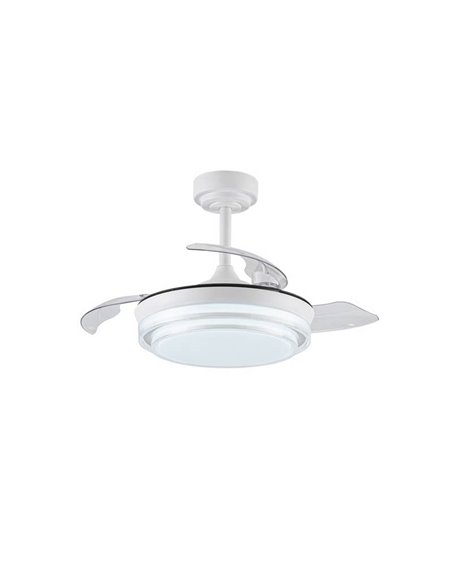 Ventilador de Techo LED aspas retráctiles LANDER Mini Blanco 46W 5520 Lm CCT