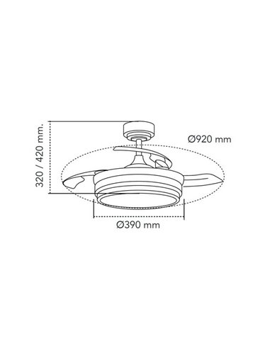 Ventilateur de Plafond LED Pales Rétractables LANDER Mini Blanc 46W 5520 Lm CCT