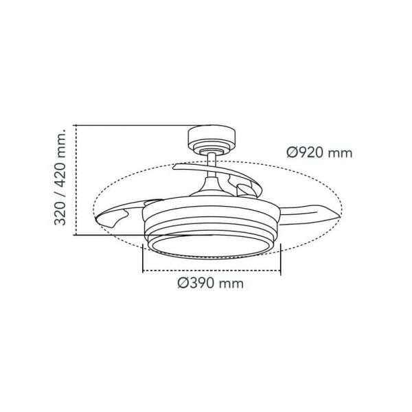 Ventilador de Techo LED aspas retráctiles LANDER Mini Blanco 46W 5520 Lm CCT