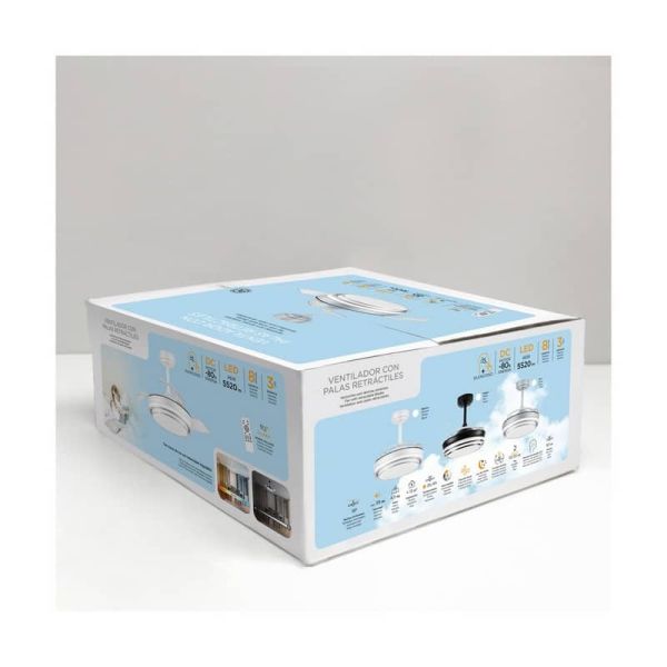 Ventilador de Techo LED aspas retráctiles LANDER Mini Blanco 46W 5520 Lm CCT