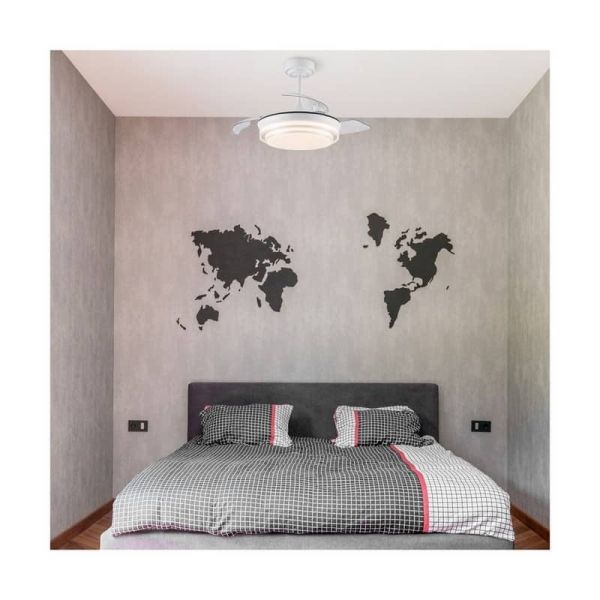 Ventilateur de Plafond LED Pales Rétractables LANDER Mini Blanc 46W 5520 Lm CCT