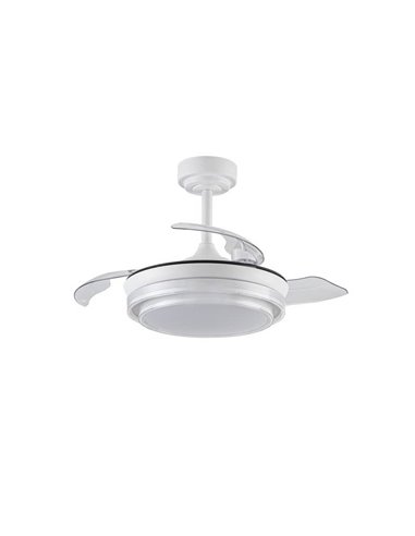 Ventilateur de Plafond LED Pales Rétractables LANDER Mini Blanc 46W 5520 Lm CCT