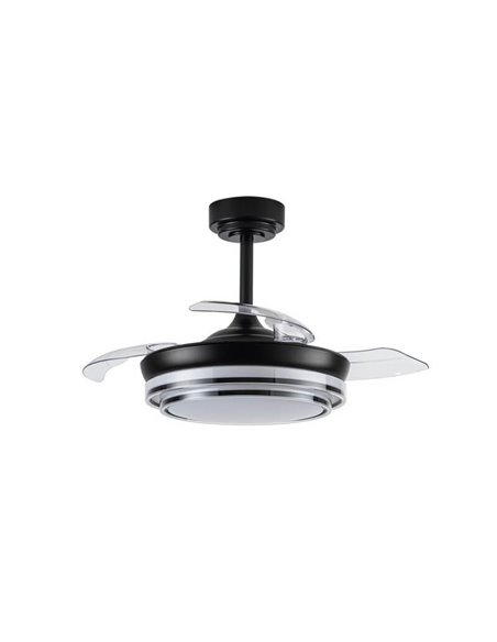 Ventilateur LED à pales rétractables LANDER Mini Noir 46W 5520 Lm CCT