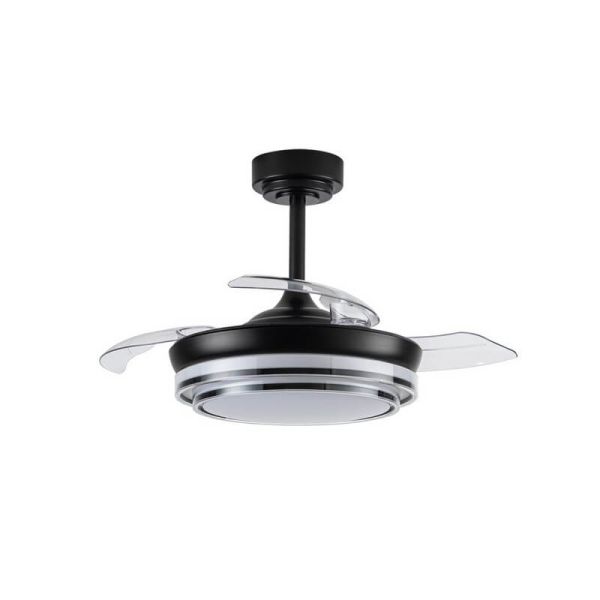 Ventilador LED con aspas retráctiles LANDER Mini Negro 46W 5520 Lm CCT
