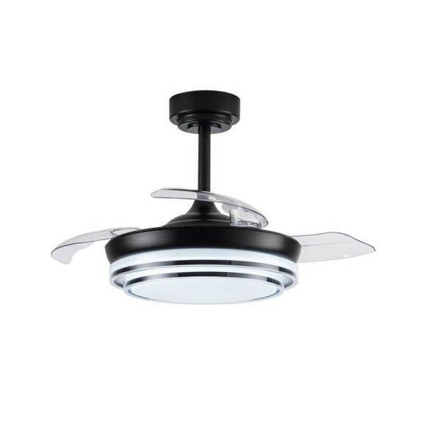 Ventilador LED com pás retráteis LANDER Mini Preto 46W 5520 Lm CCT