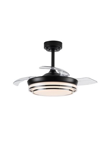Ventilador LED con aspas retráctiles LANDER Mini Negro 46W 5520 Lm CCT