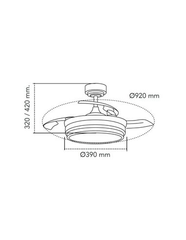 Ventilador LED con aspas retráctiles LANDER Mini Negro 46W 5520 Lm CCT