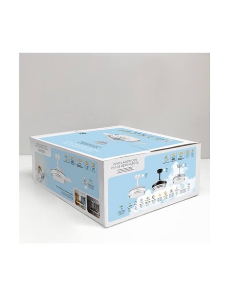 Ventilador LED con aspas retráctiles LANDER Mini Negro 46W 5520 Lm CCT