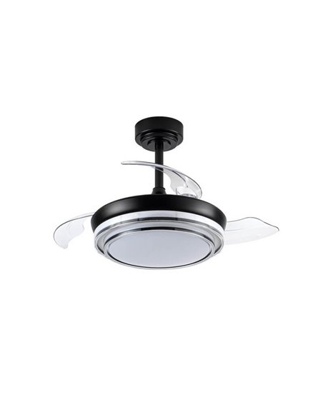 Ventilateur LED à pales rétractables LANDER Mini Noir 46W 5520 Lm CCT