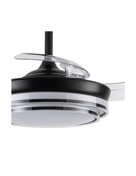 Ventilateur LED à pales rétractables LANDER Mini Noir 46W 5520 Lm CCT