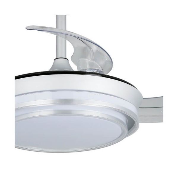 Ventilateur de Plafond LED Pales Rétractables LANDER Mini Argent 46W 5520 Lm CCT