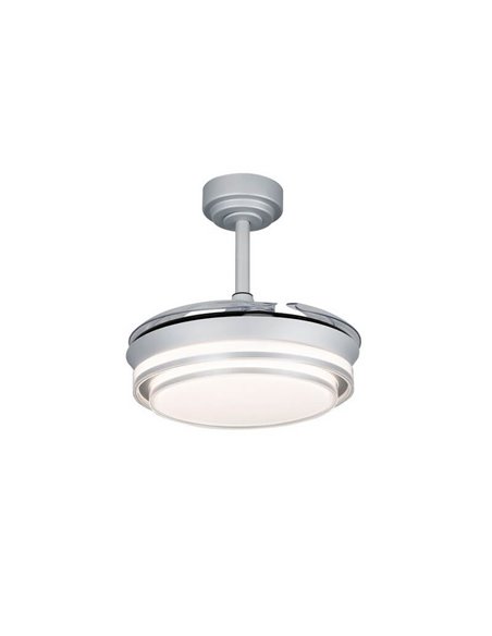 Ventilador de Techo LED aspas retráctiles LANDER Mini Plata 46W 5520 Lm CCT