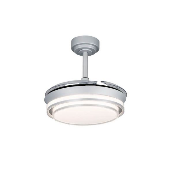 Ventilador de Techo LED aspas retráctiles LANDER Mini Plata 46W 5520 Lm CCT