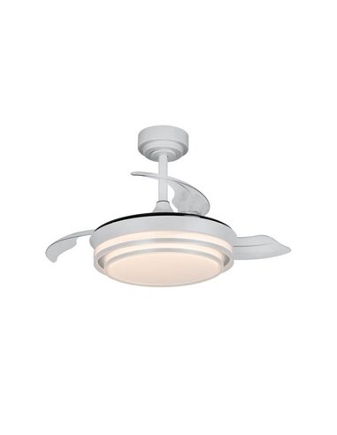 Ventilador de teto LED lâminas retráteis LANDER Mini Prata 46W 5520 Lm CCT
