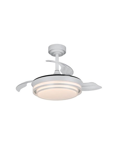Ventilateur de Plafond LED Pales Rétractables LANDER Mini Argent 46W 5520 Lm CCT