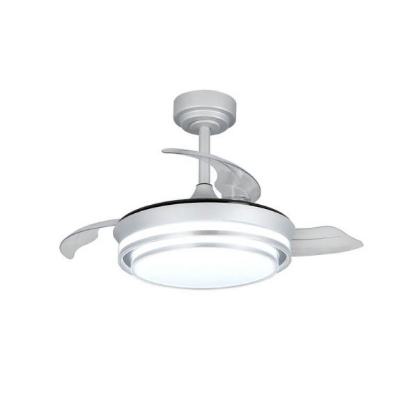 Ventilador de Techo LED aspas retráctiles LANDER Mini Plata 46W 5520 Lm CCT