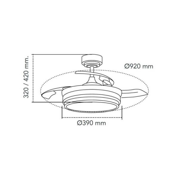 Ventilador de Techo LED aspas retráctiles LANDER Mini Plata 46W 5520 Lm CCT