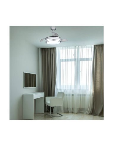 Ventilador de teto LED lâminas retráteis LANDER Mini Prata 46W 5520 Lm CCT