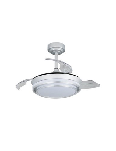 Ventilateur de Plafond LED Pales Rétractables LANDER Mini Argent 46W 5520 Lm CCT