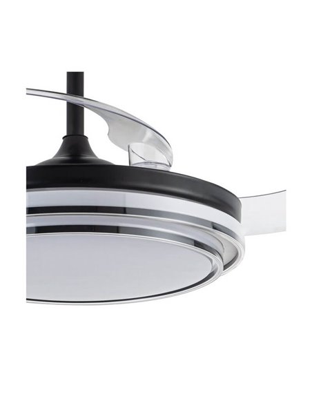 Ventilador de Techo LED aspas retráctiles LANDER Negro 72W 7920Lm CCT