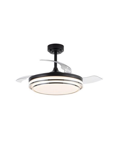 Ventilador de Techo LED aspas retráctiles LANDER Negro 72W 7920Lm CCT