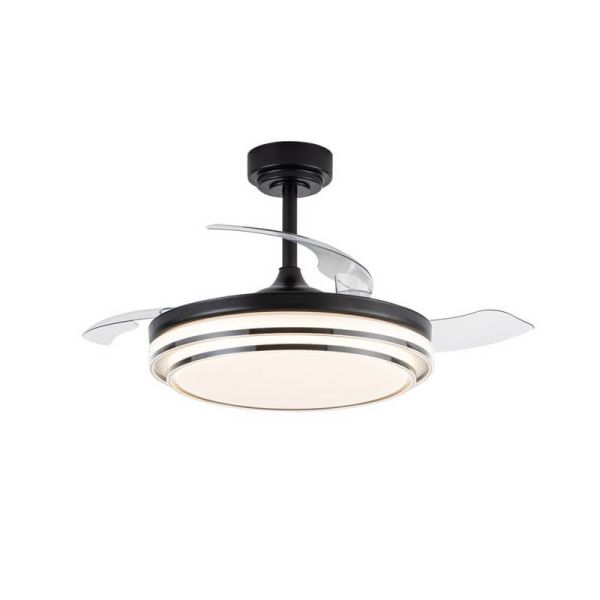 Ventilador de Techo LED aspas retráctiles LANDER Negro 72W 7920Lm CCT