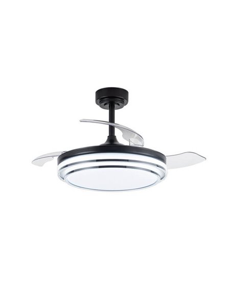 Ventilador de Techo LED aspas retráctiles LANDER Negro 72W 7920Lm CCT