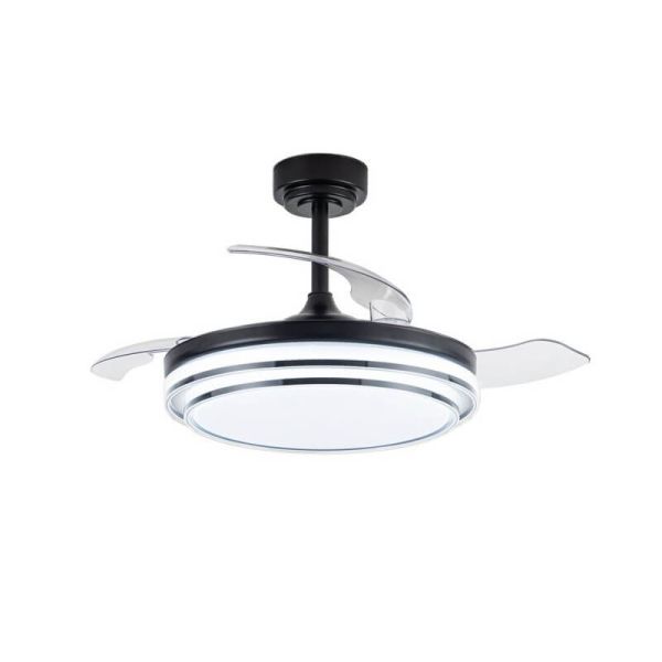 Ventilador de Techo LED aspas retráctiles LANDER Negro 72W 7920Lm CCT